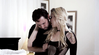 Blonde Fishnet Lingerie Lover Kenna James Sucks D