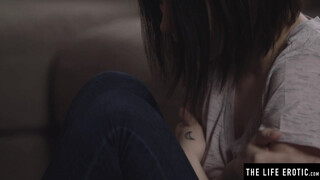 Lovely brunette Alla B spreads legs to masturbate