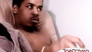 Black amateur dude shoots off heavy cum by stroking his big black dick