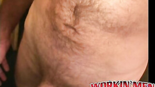 Rough older guy strips naked & tugs on his big hard prick