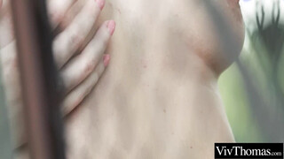 Lesbian redhead fingers a stranger