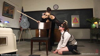 Big Titted femdom professor pegging dorm hottie