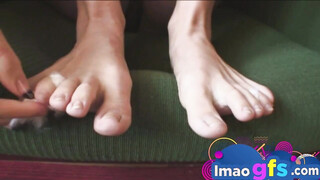 Sweet Blonde Licking Toe fetish