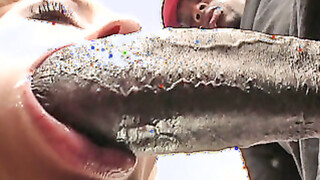 Titty Katie Kox squirts on black shaft