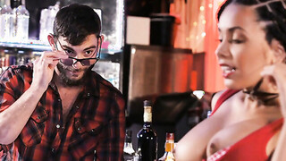 Big cocked bartender fucks a sexy ebony hottie