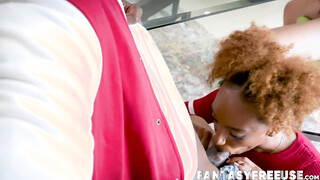 Ebony tutor sucks her students meat as a reward