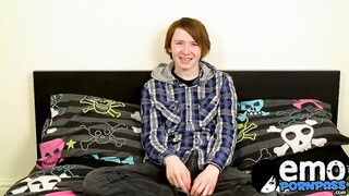 Emo twink Jack Halliwell stroking his meat on his emo bed