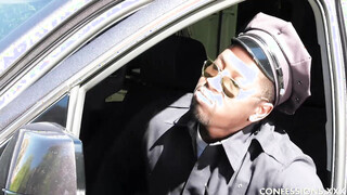 Jessica Rex takes on a big black police prick outdoors