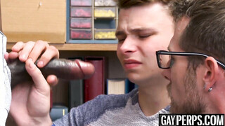 Double penetration ravaged twink gets punished for stealing with his daddy