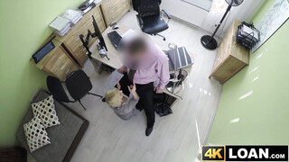 Stunning blondie bent over & screwed hard in office