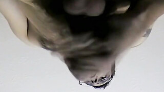 Inked amateur with glasses masturbates solo & cums