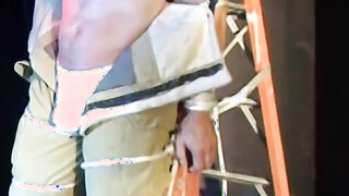 Hunky man restricted hard & waiting to be tormented hard by his captor