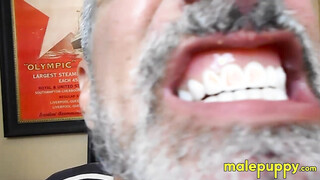 The giant daddy Richard Lennox is so disgusting with nuts stuck on his teeth