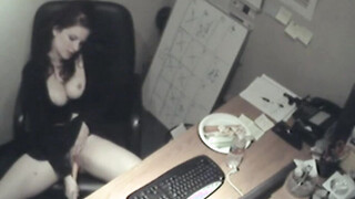 Naughty office teen enjoys solo masturbation