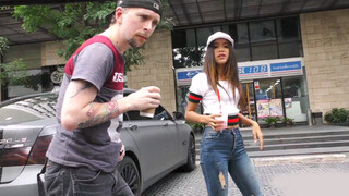 Tiny Thai teen picked up at a coffee place & taken for a ride