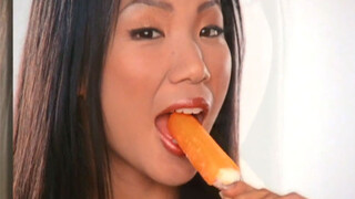 Hot big tits Asian MILF loves sweets & her huge Asian boobs