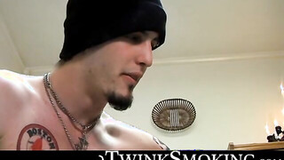 Straight jocks Billy da Kidd & Axel fires up smoke & start their dick rockin