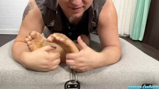 Bound black jock Dallas endures foot worship & tickling