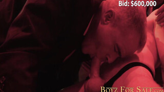 Sexy sex slave Cole Blue rides a huge dick during the auction with suited Dani Rob