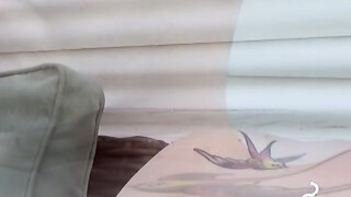 Inked twinks blowing clouds of smoke to his meat