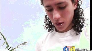 Gay Latino mounts big throbbing shaft for vigorous analriding