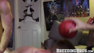 Handsome twink sucks enormous prick while moaning