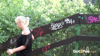 Naughty girls outside showing off their bodies & peeing