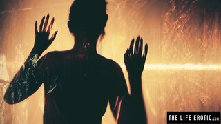 Naked & oiled up Sybil A masturbates on the floor