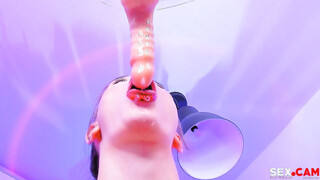 Blowjob practice with Dildo