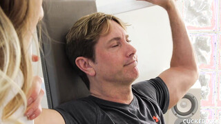 Cadence Lux cuckolds her hubby by deepthroating & riding cock