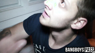 Stud barebacked outside doggy style before tasting cum