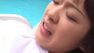 Cutie gets a poolside beaver pounding