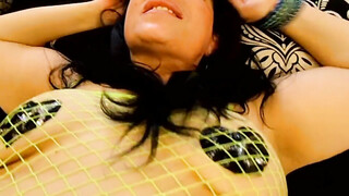 Mature BBW Giving Head In Fishnet Catsuit