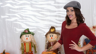 Playful Kristina Rose masturbates with a pumpkin