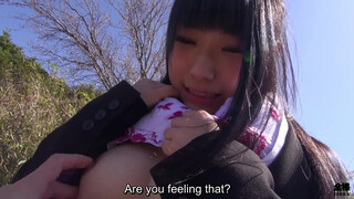 Japanese dorm college girl in recruit suit loses it for outdoor sex