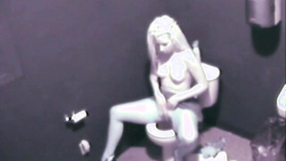 Sexy Blonde Babe Masturbate on Public Toilet