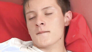 Good looking twink Mario plays with his hard boner