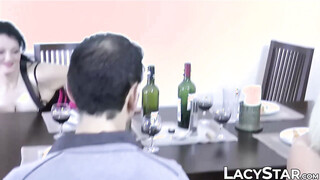 British gilf receives cum on her face after foursome