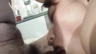 Japanese babe sucks on cock in hardcore porno