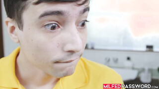 Charming delivery rider Ricky Spanish delivers oozing cum into my ebony cunt