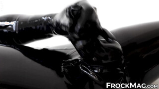 Passionate prick stroking session by fetish Rubber Covered