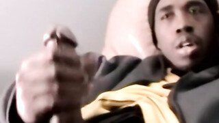 Straight black amateur solo masturbates his monster cock