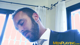 Wet blowjob & anal fucking by butler Xavi Duran & master Robbie Rojo