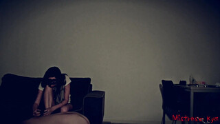 Femdom chastity slave trained to polish her nails