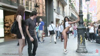 Big fake tits bitch screwed in public