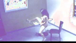 Solo office slut watches porn