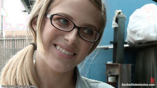 Gagged tied blonde fisted & screwed