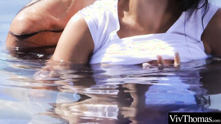 Brunette learning how to surf ends up making hot sex with her lesbian instructor