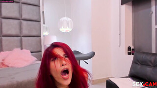 Red haired bitch is extremely horny & moans from pleasure