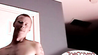 Black man with white man throatfucking & masturbating